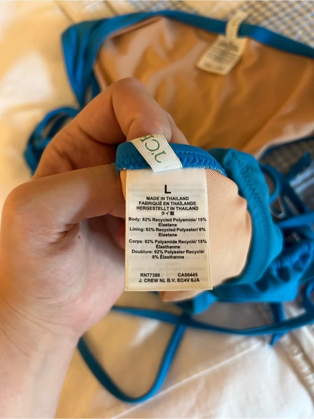 J. Crew Bright Blue Triangle Tie Bikini Set